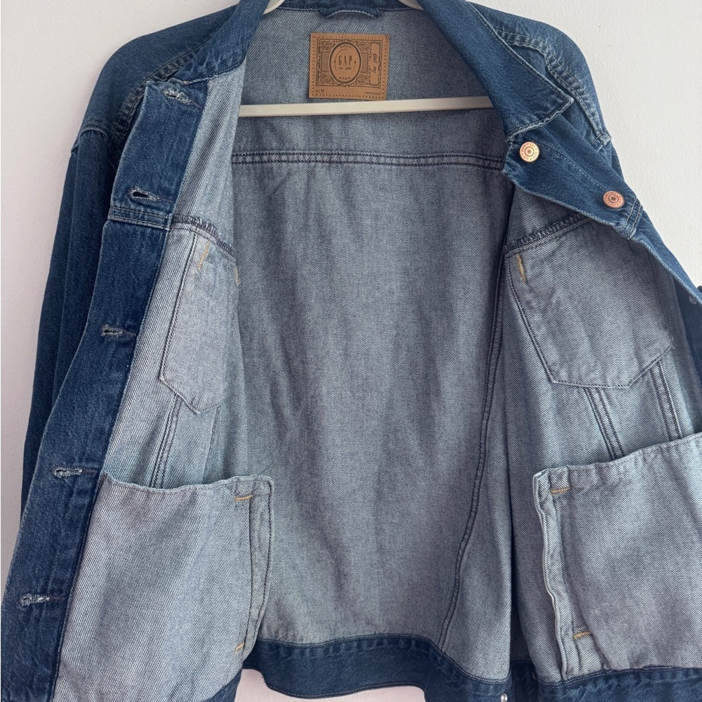 GAP Oversized Balloon Sleeve Blue Jean Jacket - Picture 5 of 12